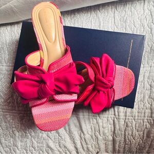 Adrienne Vittadini Pink Striped Bow Mules